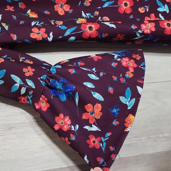 Calvin Klein Womens 6 Aubergine Floral 3/4 Bell Sleeve Shift Dress Dressy Casual - Picture 8 of 8